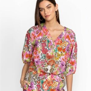 Johnny Was Wild Garden Cotton Blouse Size M